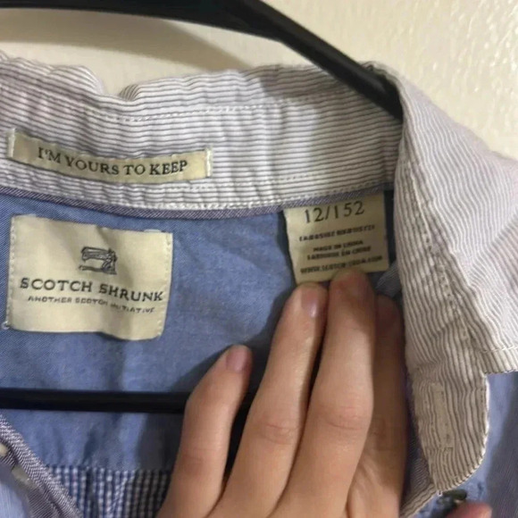 EUC Scotch Shrunk Script Colorblock Button Up Shirt - Picture 6 of 6